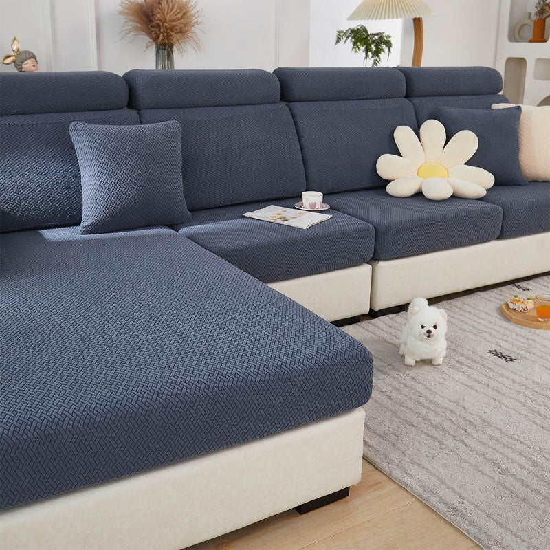 Disayu Sofa Covers Couch Covers for Sofa Pet Friendly Couch Cushion Covers Universal Sofa Covers Washable Stretch Slipcovers for Sectional Sofa (Texture Metal Gray, 2 Seats + Chaise Cover) - Image 1